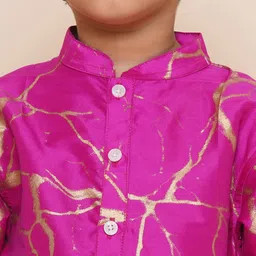 Sethukrishna Boys Mandarin Collar Abstract Printed Kurta with Dhoti Pants image 2