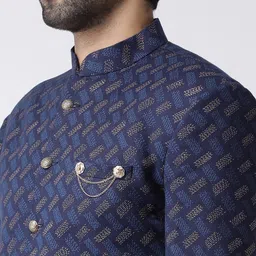 KISAH Self-Design Cotton Sherwani Set image 2