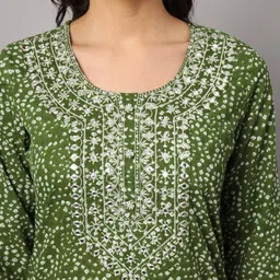 KALINI Bandhani Printed Regular Mirror Work Pure Cotton Kurta with Trousers image 2