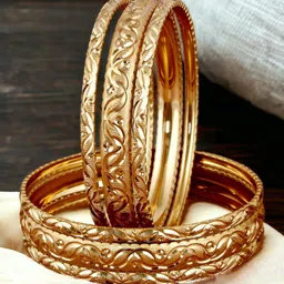 LUCKY JEWELLERY Set Of 6 Gold-Plated Bangles image 2