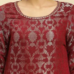 W Festive Floral Print Rayon Kurta With Straight Pant image 2