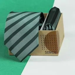 Tossido Men Striped Tie and Pocket Square Accessory Gift Set image 3