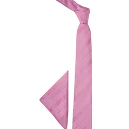 Tossido Men Pink Striped Necktie and Pocket Square Set image 5
