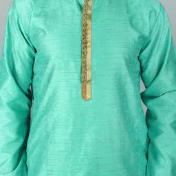 Exotic India Ethnic Motifs Mandarin Collar Regular Straight Kurta with Pyjamas image 2