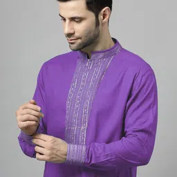 Utsav Fashion Men Yoke Design Regular Sequinned Kurta with Trousers image 2