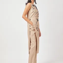 Contemponari Printed Sleeveless Linen Kurta with Trousers image 3