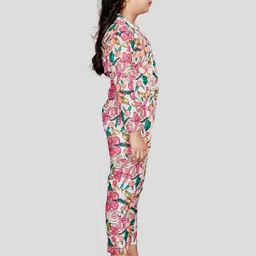 Peppermint Girls Floral Printed Shirt with Trousers image 3