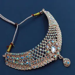 Rhymee Rose Gold-Plated AD-Studded Choker Jewellery Set image 3