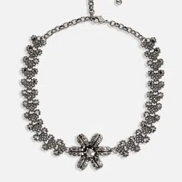 SOHI Silver-Plated Crystal-Studded Daisy Jewellery Set image 3