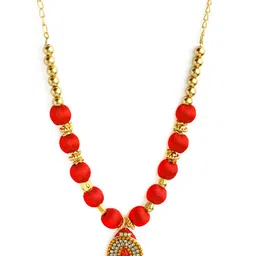 AKSHARA Gold-Plated & White Beaded Thread Jewellery Set image 3