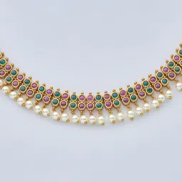 Kushal's Fashion Jewellery Gold-Plated Stone-studded Antique Jewellery Set image 3