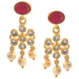 Jewar Mandi Gold-Plated Cubic Zirconia & American Diamond Studded Jewellery Set image 3