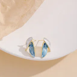 Krelin Gold Plated Leaf Shaped Stud Earrings image 3
