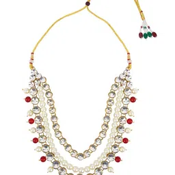 Fida Gold-Plated Kundan-Studded & Pearl Beaded Layered Jewellery Set image 3
