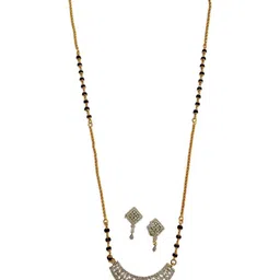 digital dress room Digital Dress Stone-Studded & Beaded Mangalsutra With Earrings image 3