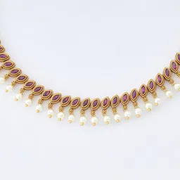 Kushal's Fashion Jewellery Gold-Plated Stone Studded & Beaded Jewellery Set image 3