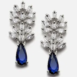 Anouk Rhodium-Plated American Diamond Studded Necklace & Earrings image 3