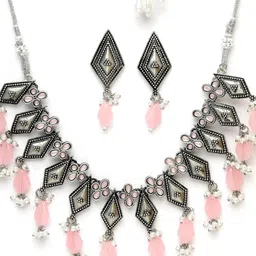 ADIVA Silver-Plated Stone-Studded Jewellery Set image 3