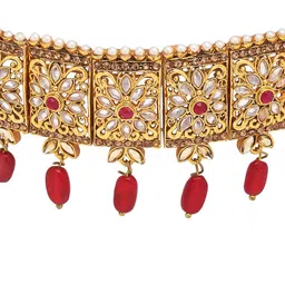 YouBella Gold-Plated & Red Stone-Studded Jewellery Set image 3