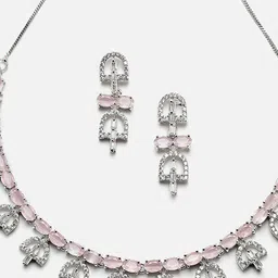 ZENEME Rhodium-Plated AD-Studded Jewellery Set image 3