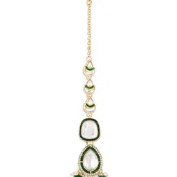 Zaveri Pearls Gold-Plated Stone Studded & Beaded Jewellery Set image 4