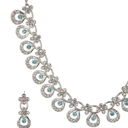 Anouk Rhodium-Plated AD-Studded Jewellery Set image 2