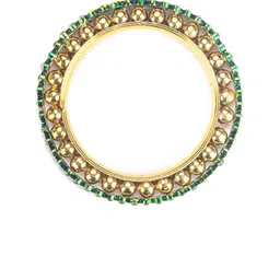 Priyaasi Set Of 2 Gold-Plated & Green Kundan-Studded Handcrafted Bangles image 3