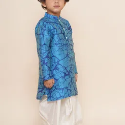 Sethukrishna Boys Mandarin Collar Abstract Printed Kurta with Dhoti Pants image 3