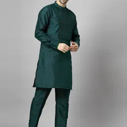 Utsav Fashion Men Pleated Kurta with Trousers image 4