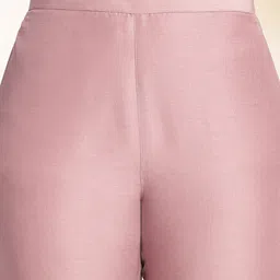 Janasya Women's Lavender Chinnon Solid Wrap Kurta Set image 3