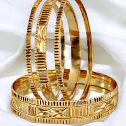 LUCKY JEWELLERY Set Of 6 Gold-Plated Bangles image 3