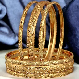 LUCKY JEWELLERY Set Of 6 Gold-Plated Bangles image 3
