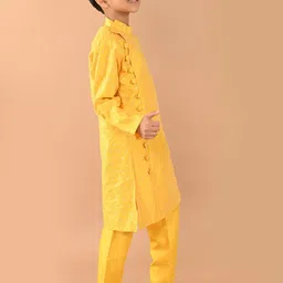 LilPicks Boys Ethnic Motifs Woven Design Band Collar Long Sleeve Kurta Set image 4