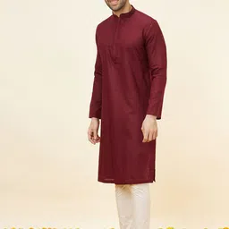 Manyavar Checked Pure Cotton Kurta with Pyjamas image 3