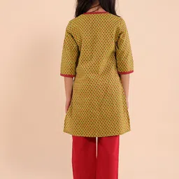 Sangria Girls Polka Dots Printed Pure Cotton Kurta With Trouser image 3