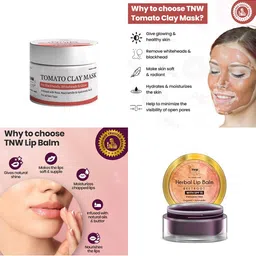 TNW the natural wash Set of Tomato Clay Mask & Beetroot SPF 15 Herbal Lip Balm image 3