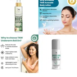 TNW the natural wash Set of Avocado Body Lotion & Women Under Arm Roll On Deodorant image 2