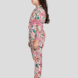 Peppermint Girls Floral Printed Shirt with Trousers image 4