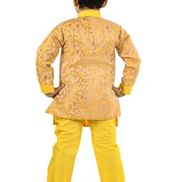 BAESD Boys Floral Printed Raw Silk Sherwani & Trouser image 4
