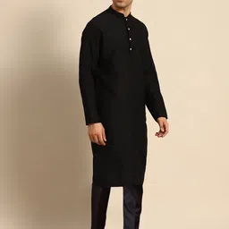 KISAH Mandarin Collar Straight Kurta & Trousers with Nehru Jacket image 4