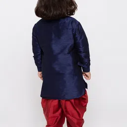 VASTRAMAY Boys Mandarin collar Regular Dupion Silk Kurta with Dhoti Pants image 5