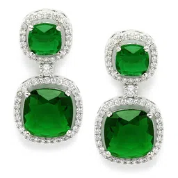 KARATCART Silver Plated Cubic Zirconia Studded Jewellery Set image 4