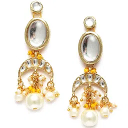 KARATCART Gold-Plated White Kundan-Studded & Beaded Jewellery Set image 4