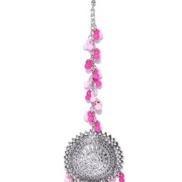 Sangria Silver-Toned & Pink Silver-Plated Beaded Jewellery Set image 5