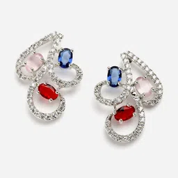 ZENEME Rhodium-Plated AD Studded Jewellery Set image 2