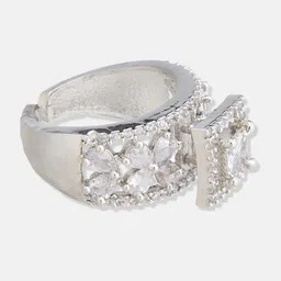 ATIBELLE Silver-Plated CZ-Studded Stone Studded Jewellery Set image 4