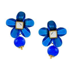 Silvermerc Designs Gold-Plated & Blue Studded Jewellery Set image 3