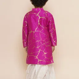 Sethukrishna Boys Mandarin Collar Abstract Printed Kurta with Dhoti Pants image 4