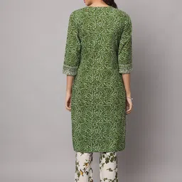 KALINI Bandhani Printed Regular Mirror Work Pure Cotton Kurta with Trousers image 4