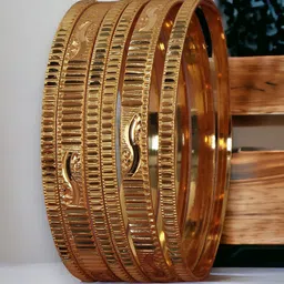 LUCKY JEWELLERY Set Of 6 Gold Plated Bangles image 4